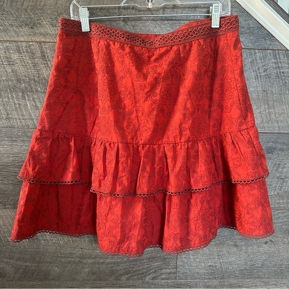 Anthropologie Maeve Embroidered Mini Skirt sz 14 - Picture 3 of 8